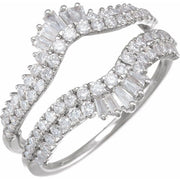 14k White 1 Ctw Natural Diamond Ring Guard