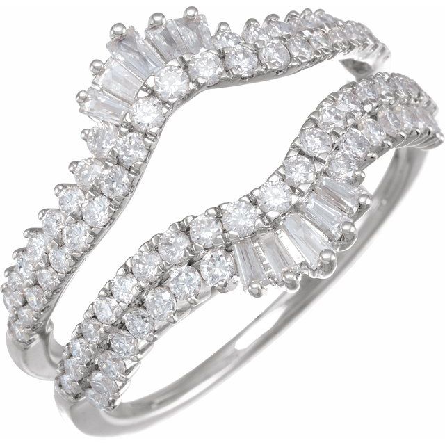 14k White 1 Ctw Natural Diamond Ring Guard