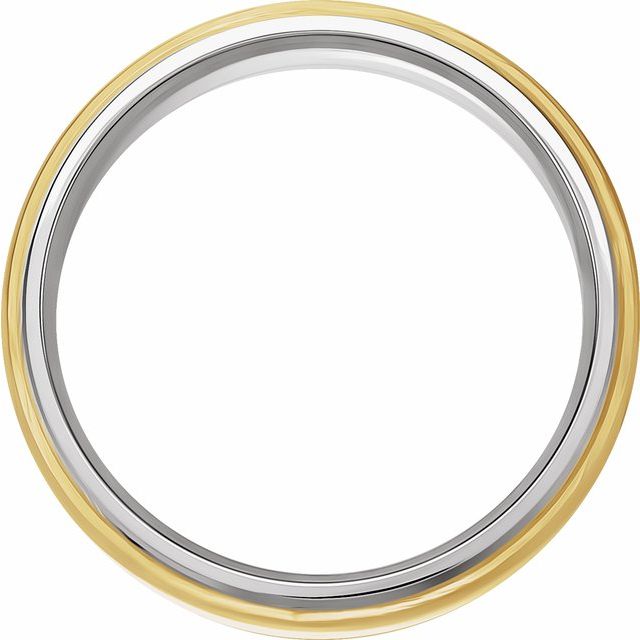 14K White/Yellow 8 mm Half-Round Band with Diamond Edge Inlay Size 11.5