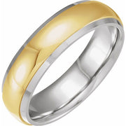 14K White/Yellow 6 mm Half-Round Band with Diamond Edge Inlay Size 10