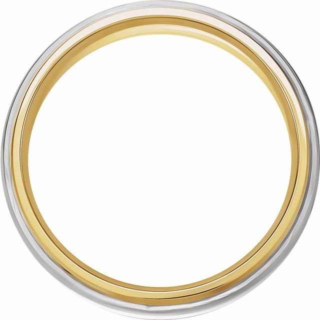 14k Yellow/white 7 Mm Diamond-edge Inlay Half Round Band Size 11