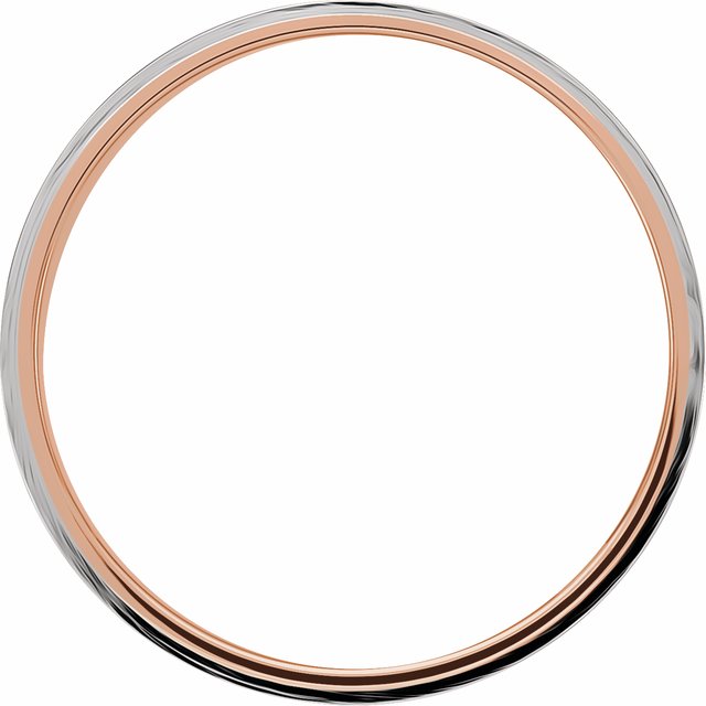 14K Rose/White 5 mm Flat Band with Inlay Size 11