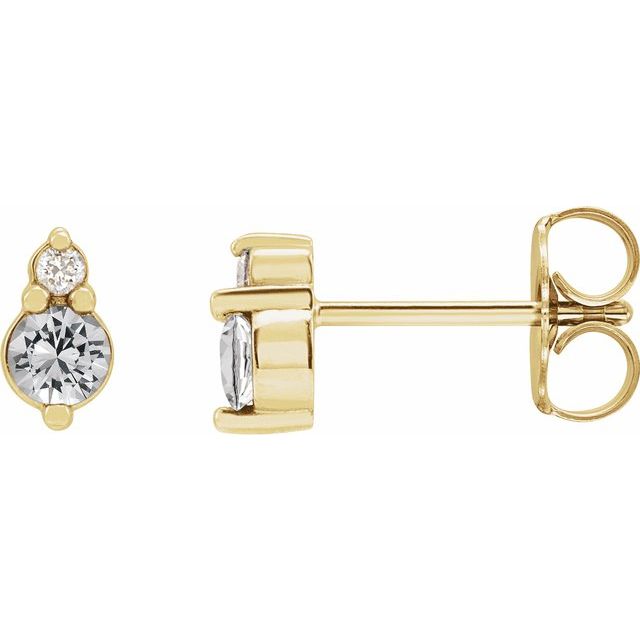 14k Yellow Natural White Sapphire & .03 Ctw Natural Diamond Earrings