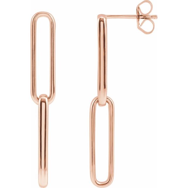 14K Rose Paperclip-Style Earrings