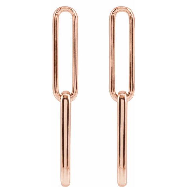 14K Rose Paperclip-Style Earrings