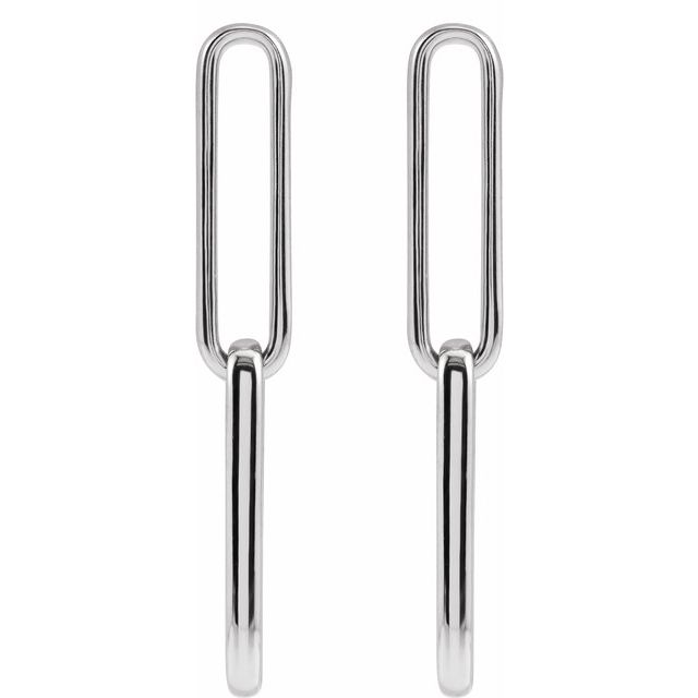 14K White Paperclip-Style Earrings