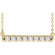 14K Yellow 1/2 CTW Natural Diamond French-Set Bar 18' Necklace