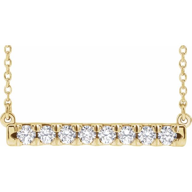 14K Yellow 1/2 CTW Natural Diamond French-Set Bar 18' Necklace