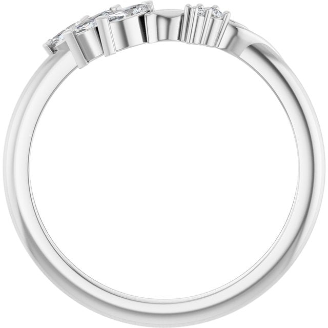 14k White 1/6 Ctw Lab-grown Diamond Contour Band