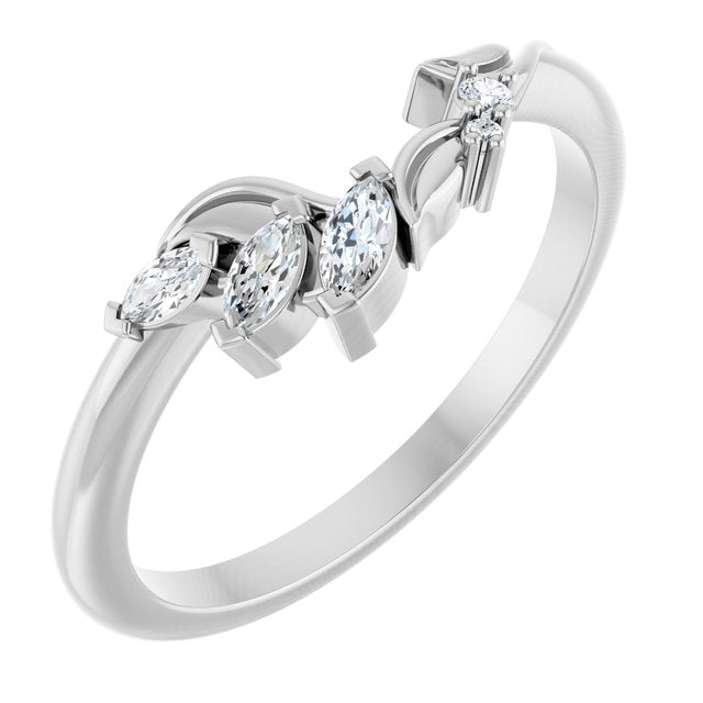 14k White 1/6 Ctw Lab-grown Diamond Contour Band