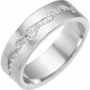 14K White 6 mm Nugget Pattern Band with Satin Finish Size 8.5