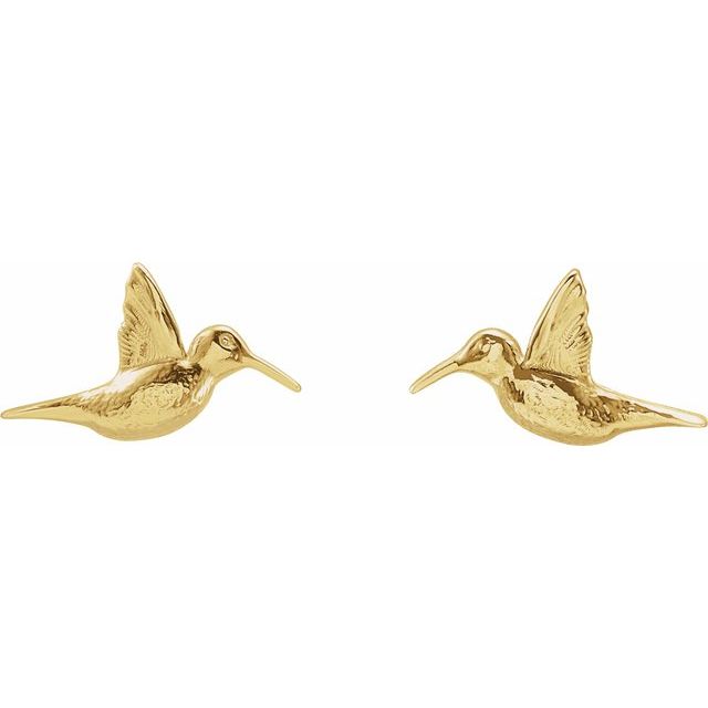 14K Yellow Hummingbird Earrings