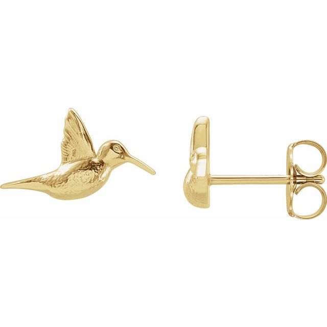 14K Yellow Hummingbird Earrings