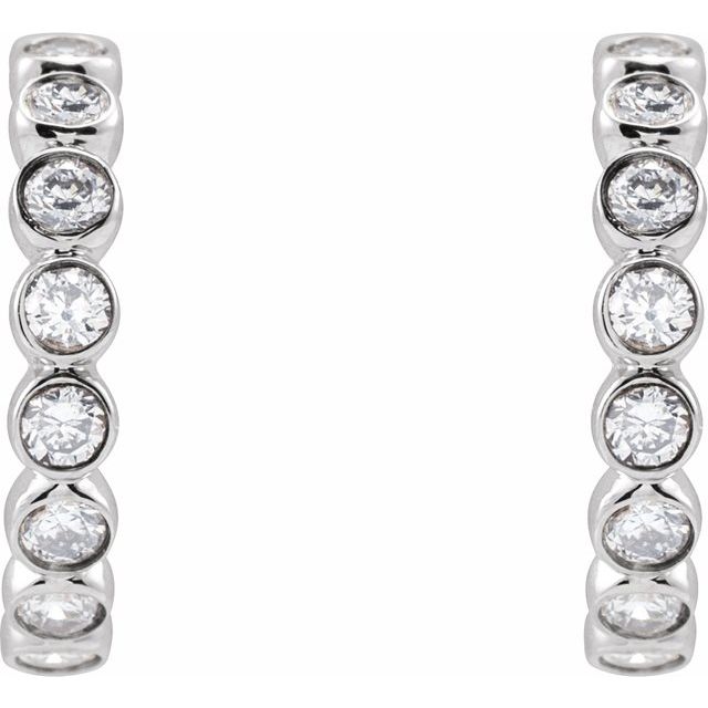 14k White 1/3 Ctw Lab-grown Diamond Hoop Earrings