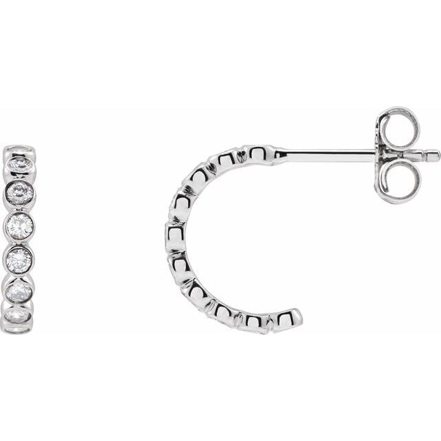 14k White 1/3 Ctw Lab-grown Diamond Hoop Earrings