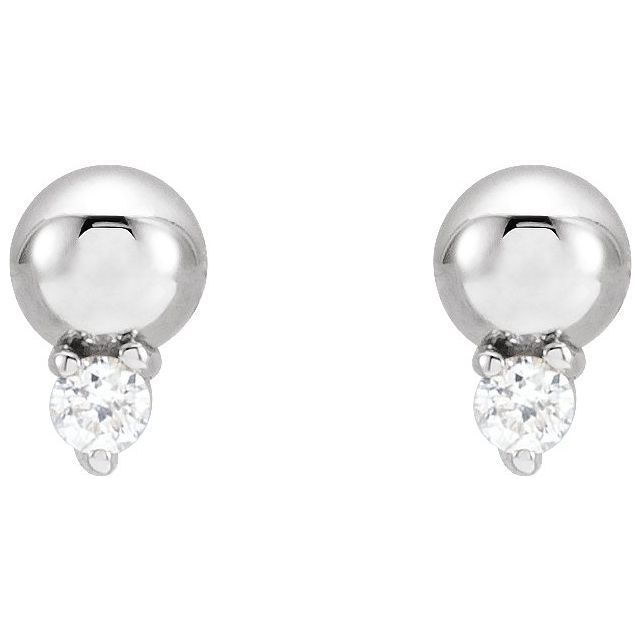 14K White .03 CTW Natural Diamond Bead Earrings