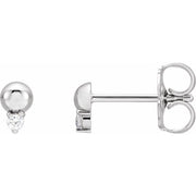 14K White .03 CTW Natural Diamond Bead Earrings