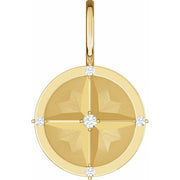 14K Yellow .03 CTW Natural Diamond Compass Charm/Pendant