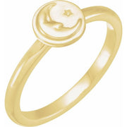 14K Yellow Moon & Star Ring