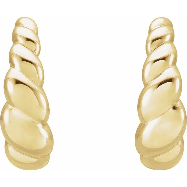 14K Yellow Rope Dome Hoop Earrings
