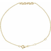 14K Yellow Lowercase Script Nana Bracelet