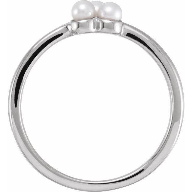 14K White Cultured White Freshwater Pearl Cluster Ring