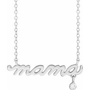Sterling Silver .015 CT Natural Diamond Mama 18' Necklace