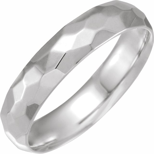 14K White 5 mm Textured Patterned Band Size 13.5