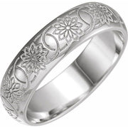 14K White 5 mm Floral Band Size 7