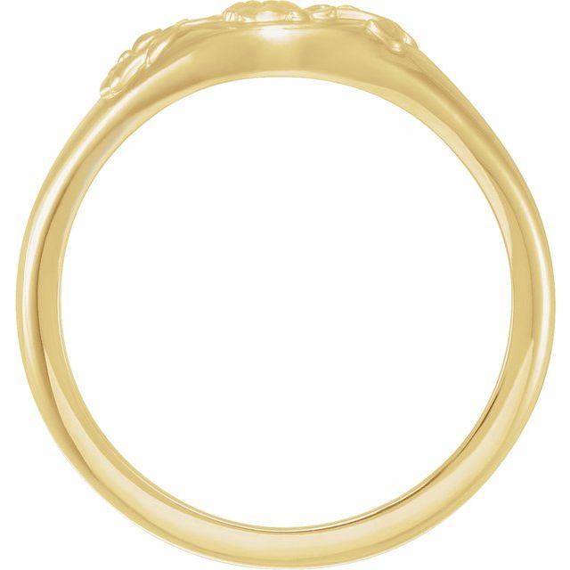 14K Yellow 10.1 mm Oval Floral Signet Ring