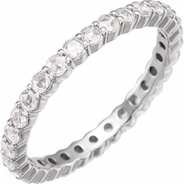 14K White 1/2 CTW Natural Diamond Eternity Band Size 4.5