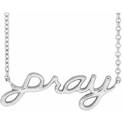 Sterling Silver 23.1x7.37 mm Pray 18' Necklace