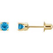 14K Yellow Natural Swiss Blue Topaz Earrings