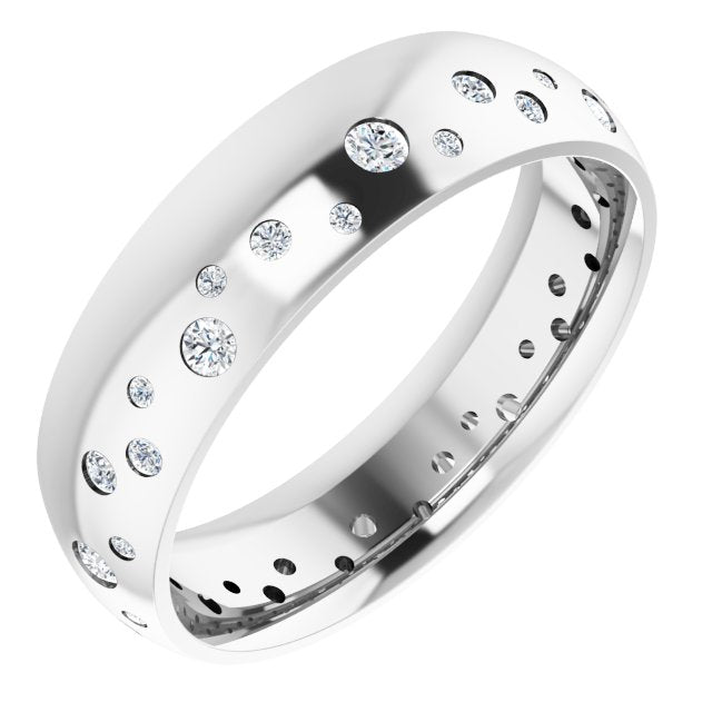 14K White 3/8 CTW Natural Diamond Band Size 10