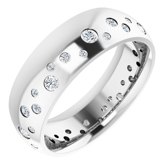 14k White 3/8 Ctw Natural Diamond Band Size 6