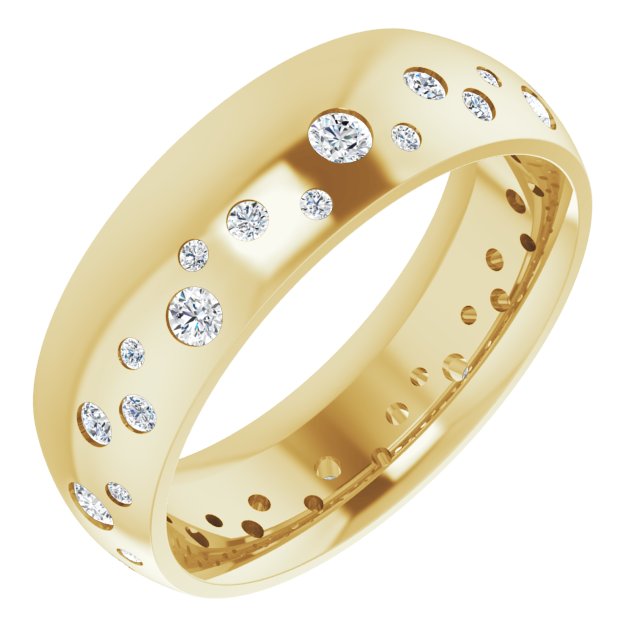 14k Yellow 3/8 Ctw Natural Diamond Band Size 6.5