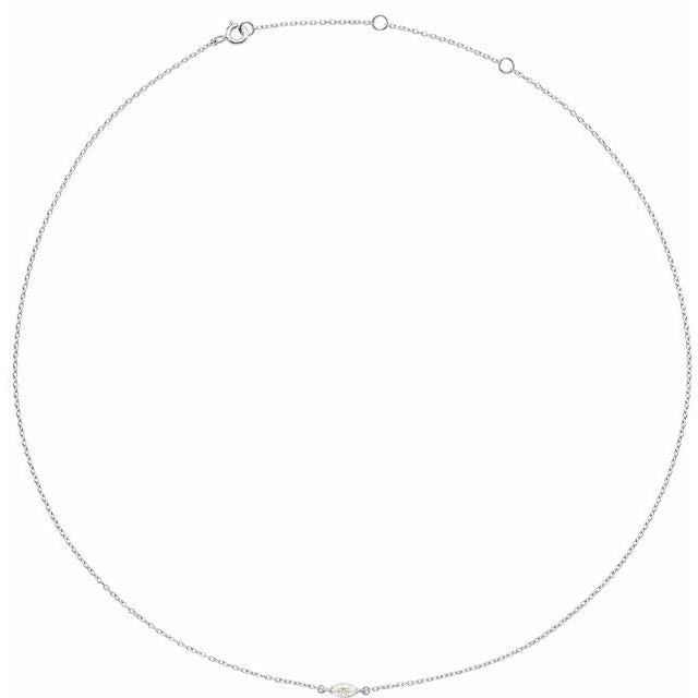 14K White 1/4 CT Lab-Grown Diamond 16-18' Necklace