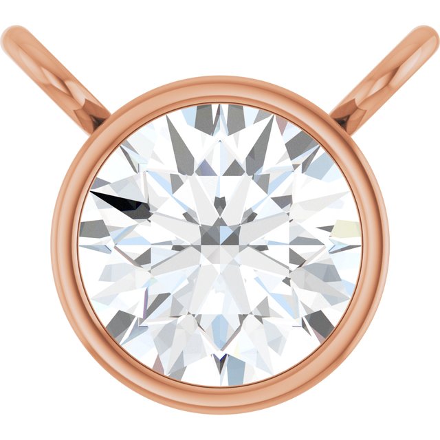 14K Rose 1/5 CT Natural Diamond Bezel-Set Necklace Center