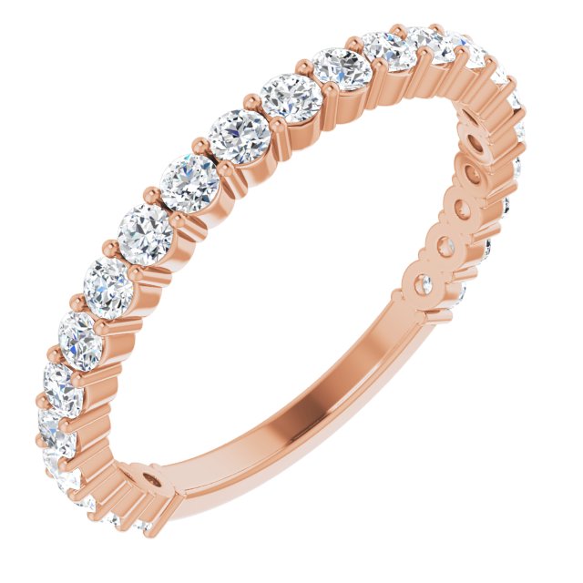 14K Rose 5/8 CTW Natural Diamond Matching Band