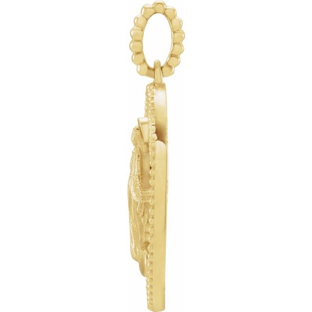 14K Yellow White Enamel Miraculous Medal Pendant
