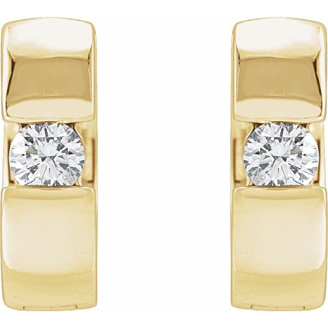 14k Yellow 1/4 Ctw Natural Diamond 12 Mm Hinged Huggie Hoop Earrings