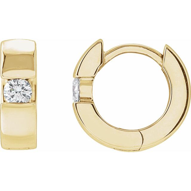 14k Yellow 1/4 Ctw Natural Diamond 12 Mm Hinged Huggie Hoop Earrings