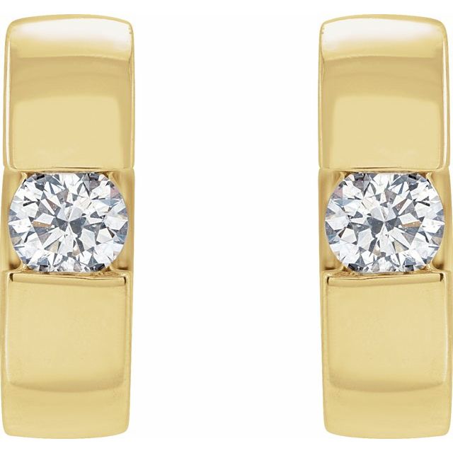 14k Yellow 1/4 Ctw Lab-grown Diamond Hinged Huggie Earrings