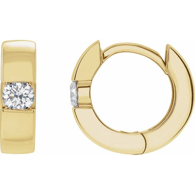 14k Yellow 1/4 Ctw Lab-grown Diamond Hinged Huggie Earrings