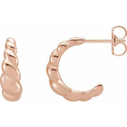 14K Rose Rope Dome Hoop Earrings