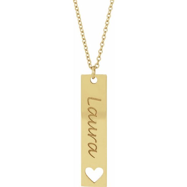 14K Yellow Engravable Bar 16-18' Necklace
