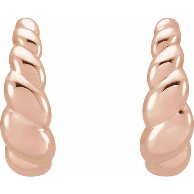 14K Rose Rope Dome Hoop Earrings