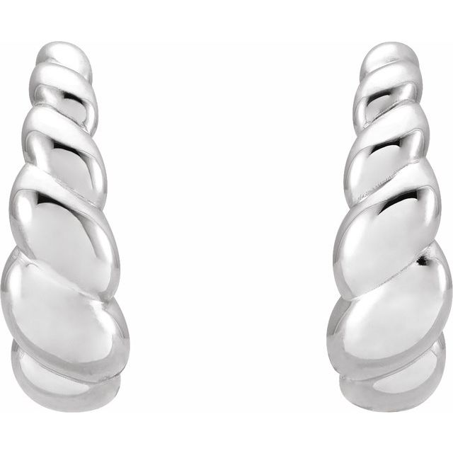 14K White Rope Dome Hoop Earrings