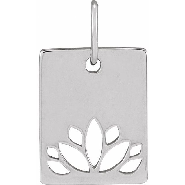 14k White 13.78x8 Mm Lotus Pendant