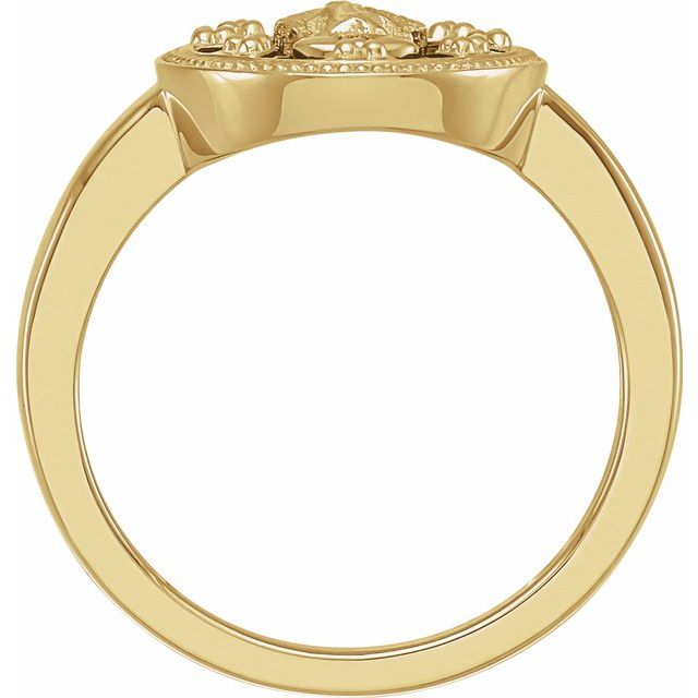 14K Yellow Oval Black Enamel Miraculous Medal Ring